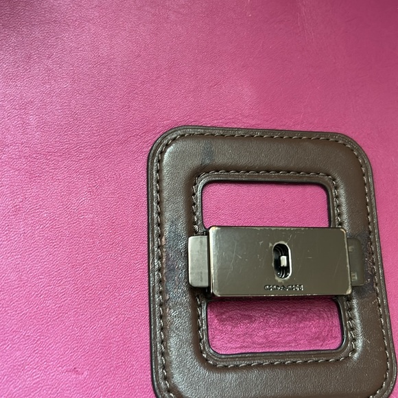 100% Authentic Coach Courier Pink Hibiscus Pewter Carryall Snakeskin Purse Bag - Picture 15 of 16